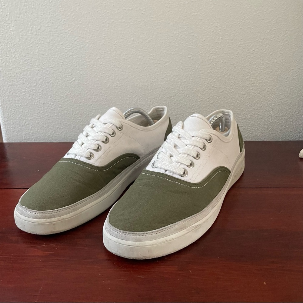 A.P.C. Plain Simple Canvas Khaki/White Low Top Sneakers size EU46